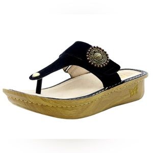 Alegria Carina Folkie Sandal Velcro Black Suede Leather Upper Slip Resistant 40